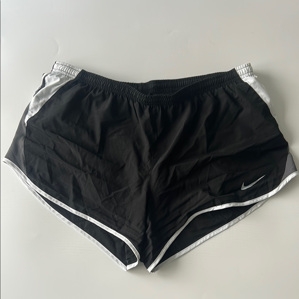 Nike Black and White Athletic Shorts with Dolphin Hem
